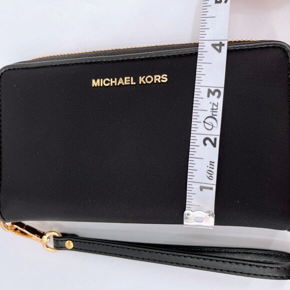 Michael Kors Jet Set Black Nylon Wristlet Phone Case Multifunction Wallet Large - Picture 13 of 13